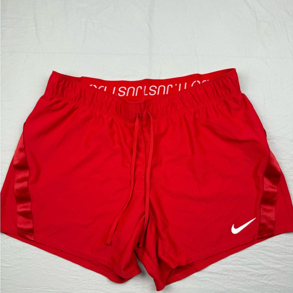 Nike women’s Dri-FIT Red Shorts with White Accents